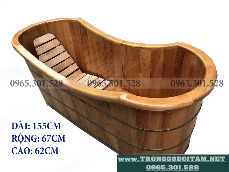 kích thước bồn tắm gỗ pơ mu bo viền