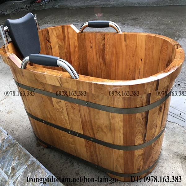 BỒN TẮM GỖ CAO CẤP CÓ TAY NẮM