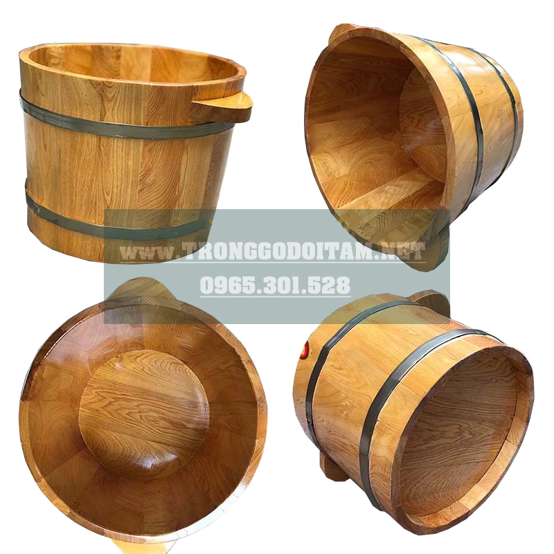 CHẬU NGÂM CHÂN GỖ PƠMU