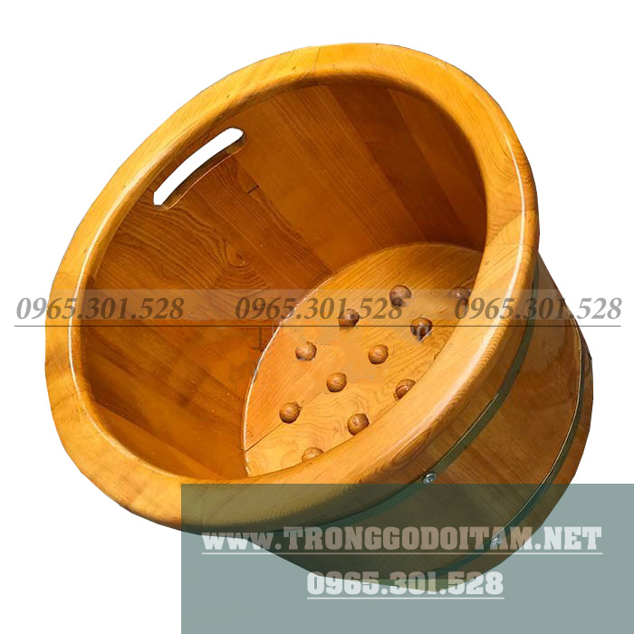 CHẬU GỖ NGÂM CHÂN MASSAGE HẠT BO VIỀN GỖ PƠ MU