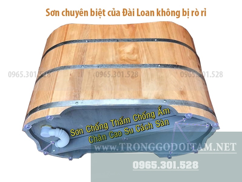 đáy bồn tắm gỗ sơn chống thấm theo phương pháp Đài Loan