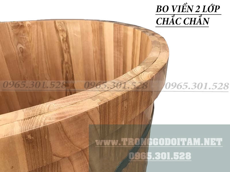 bồn tắm gỗ tròn bo viền