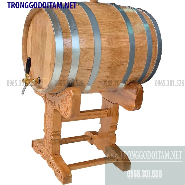 Thùng gỗ sồi đựng rượu vang mẫu kèm chân đỡ cao cấp