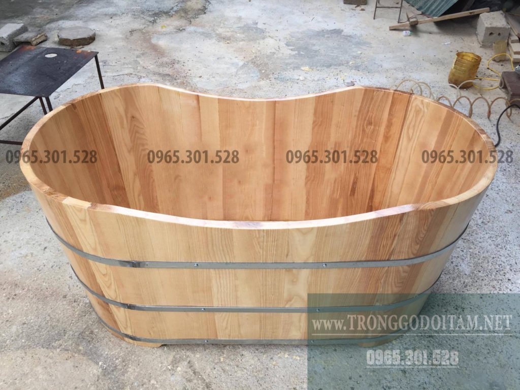 bồn tắm gỗ sồi hình thuyền, hình oval