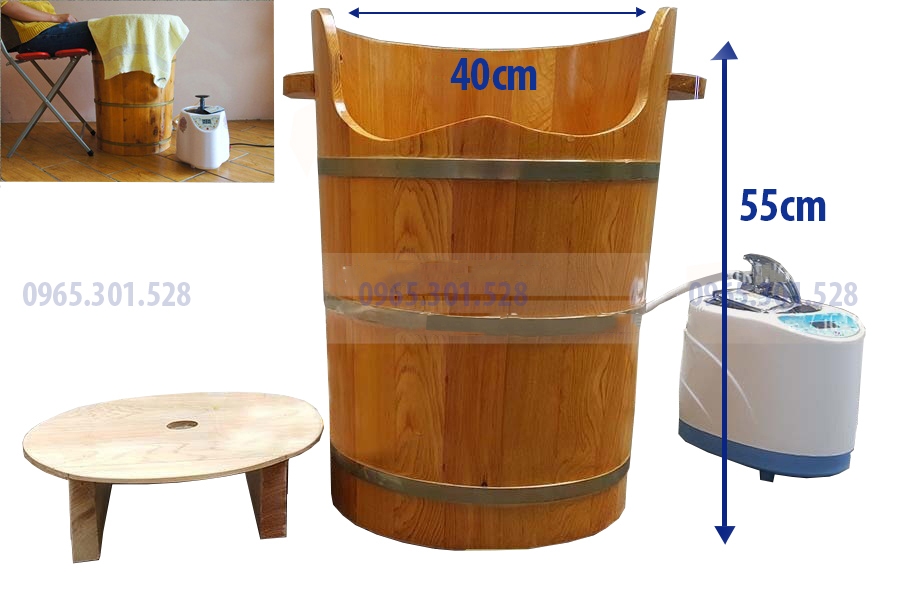 thùng gỗ xông hơi chân