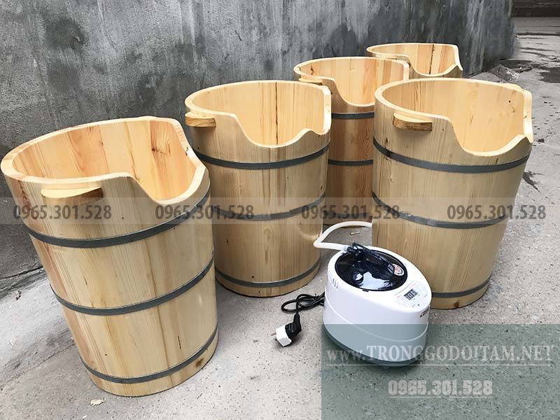 Chậu gỗ ngâm chân giá rẻ, bán chậu ngâm xông chân bằng gỗ 2 công dụng