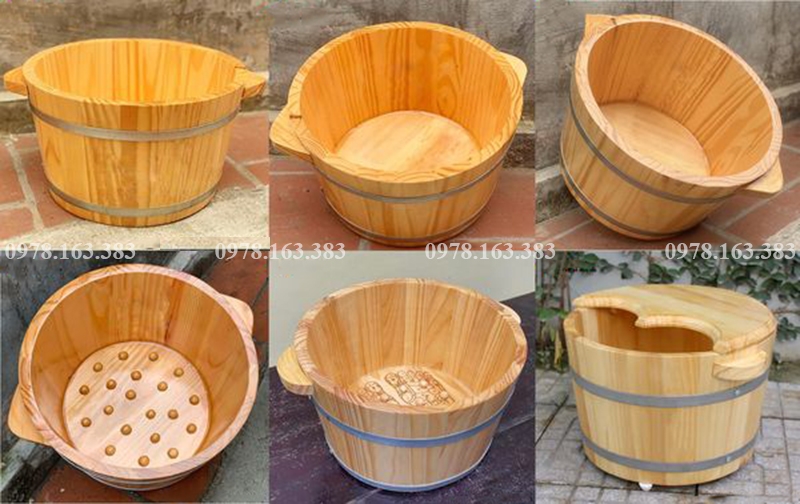 chậu ngâm chân bằng gỗ thông