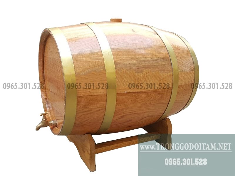 BÁN THÙNG GỖ SỒI NGÂM RƯỢU 100L ĐAI MẠ ĐỒNG