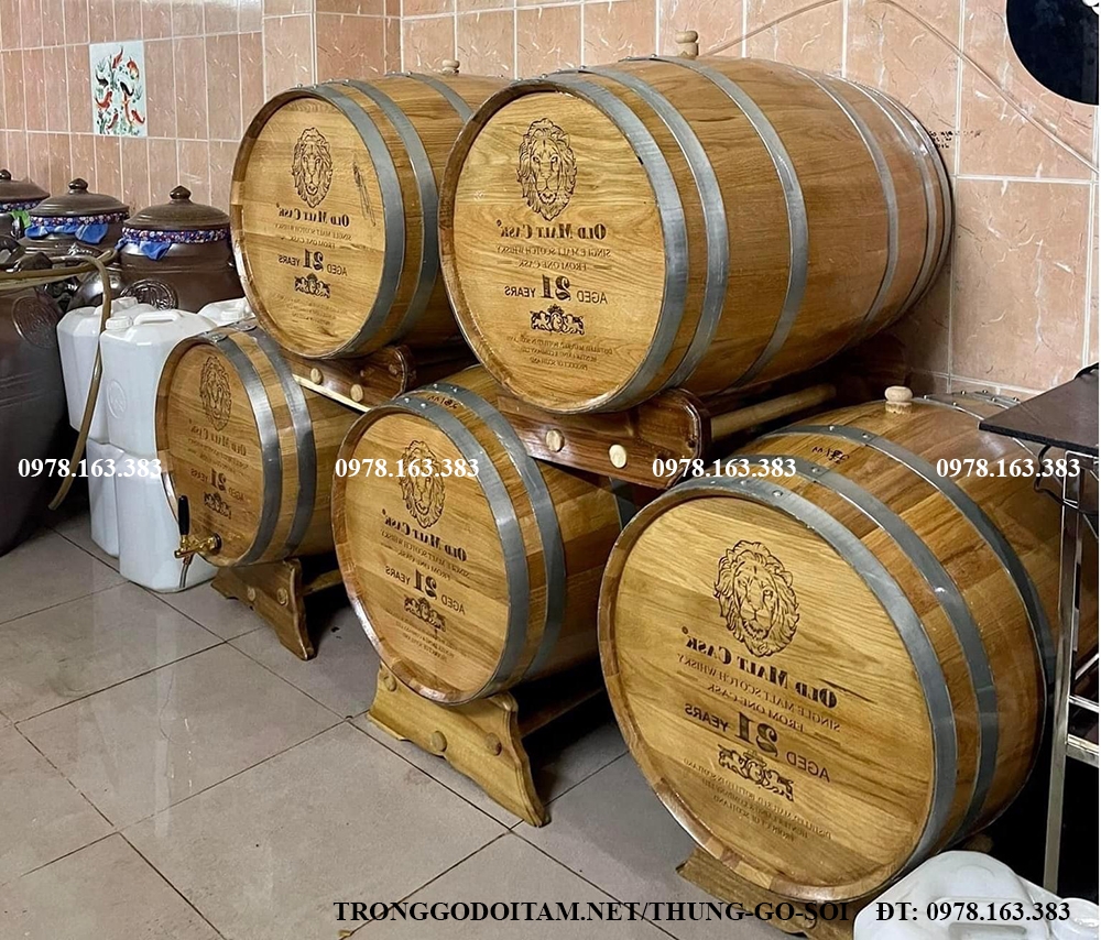mua thùng gỗ sồi 200l