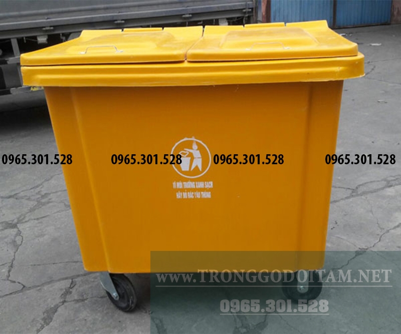 thùng rác nhựa 660l màu vàng giá rẻ