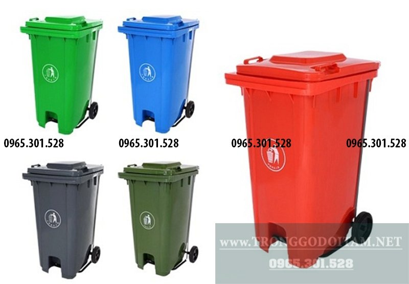 thùng rác nhựa 240l có nhiều màu sắc, tha hồ lựa chọn
