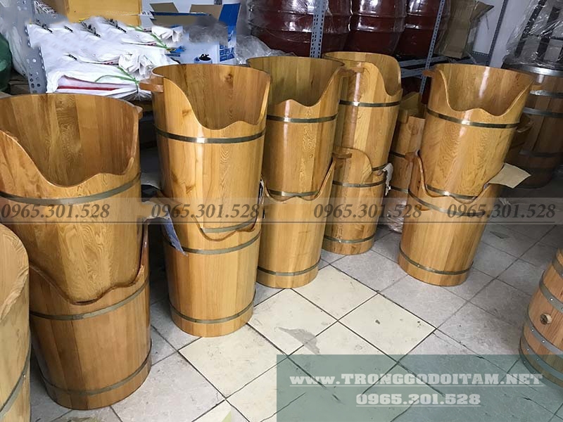 Chuyên sản xuất và bán thùng gỗ xông hơi chân, chậu ngâm chân gỗ Pơ Mu, Bồn tắm gỗ