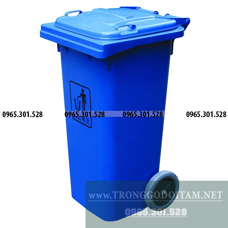 thùng rác nhựa 120 lit màu xanh da trời