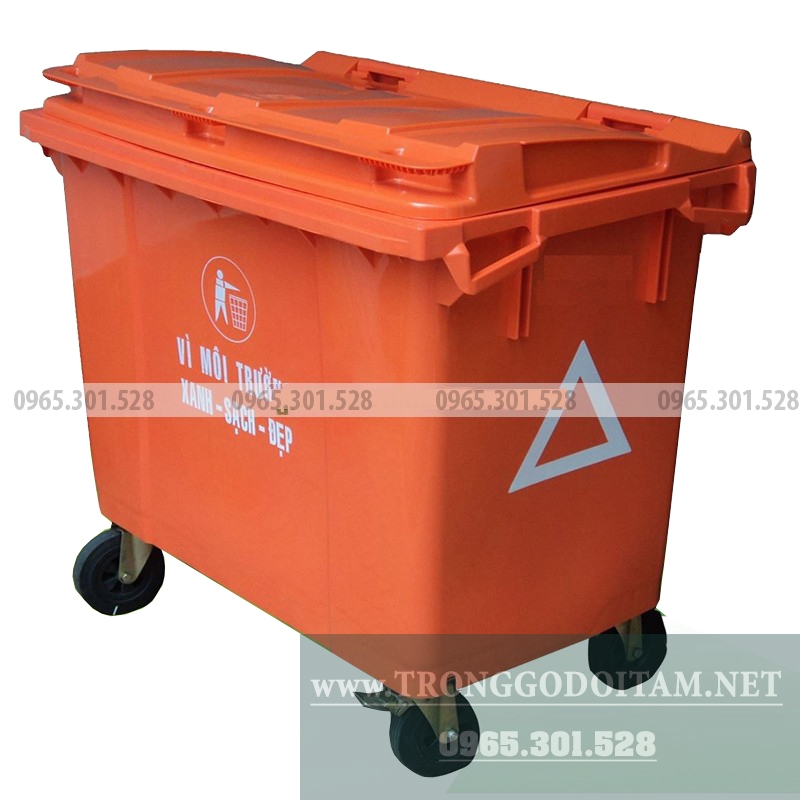 thùng rác nhựa 660l màu cam dùng cho các chất thải nguy hiểm
