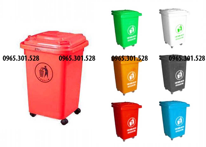 thùng rác nhựa 60 lít đủ các màu, khách hàng dễ dàng chọn lựa