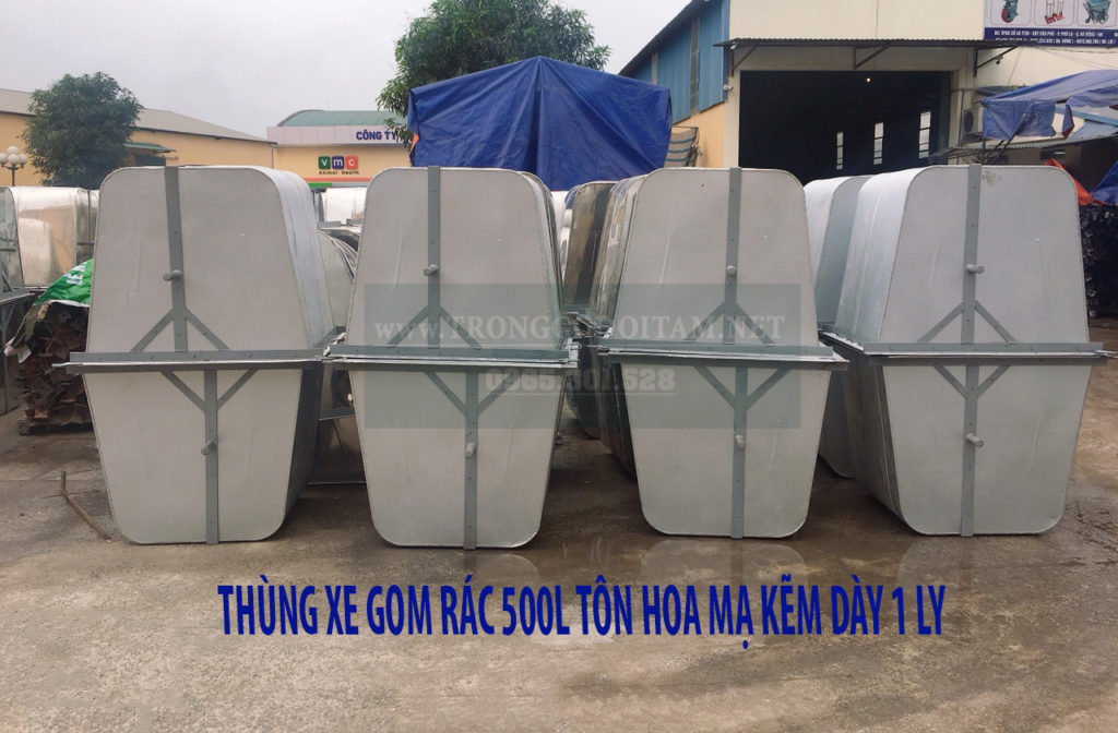 thùng xe gom rác 500l tôn dày 1ly