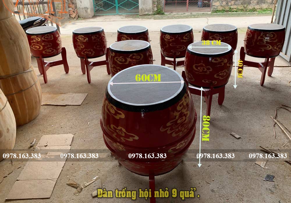 cho thuê trống biểu diễn dàn 9 quả