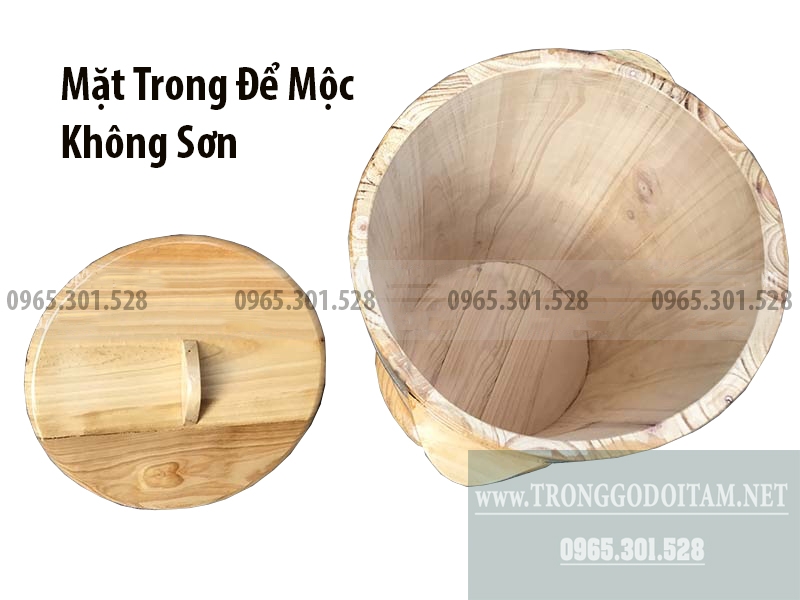 Thùng gỗ đựng gạo an toàn, mặt trong để mộc