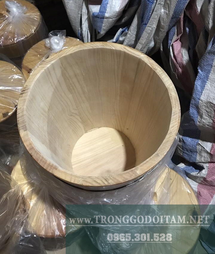 thùng gỗ đựng gạo mặt trong không sơn để mộc