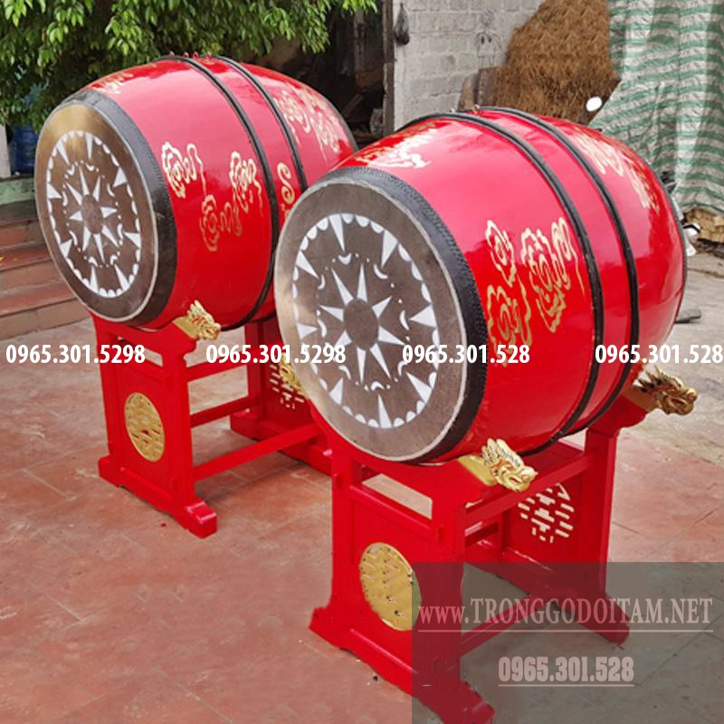 trống nhà thờ, trống đình chùa vẽ mây sóng uốn lượn