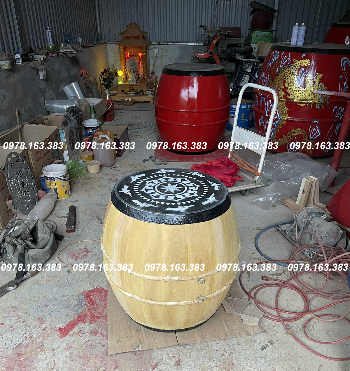 Trống gỗ để mộc
