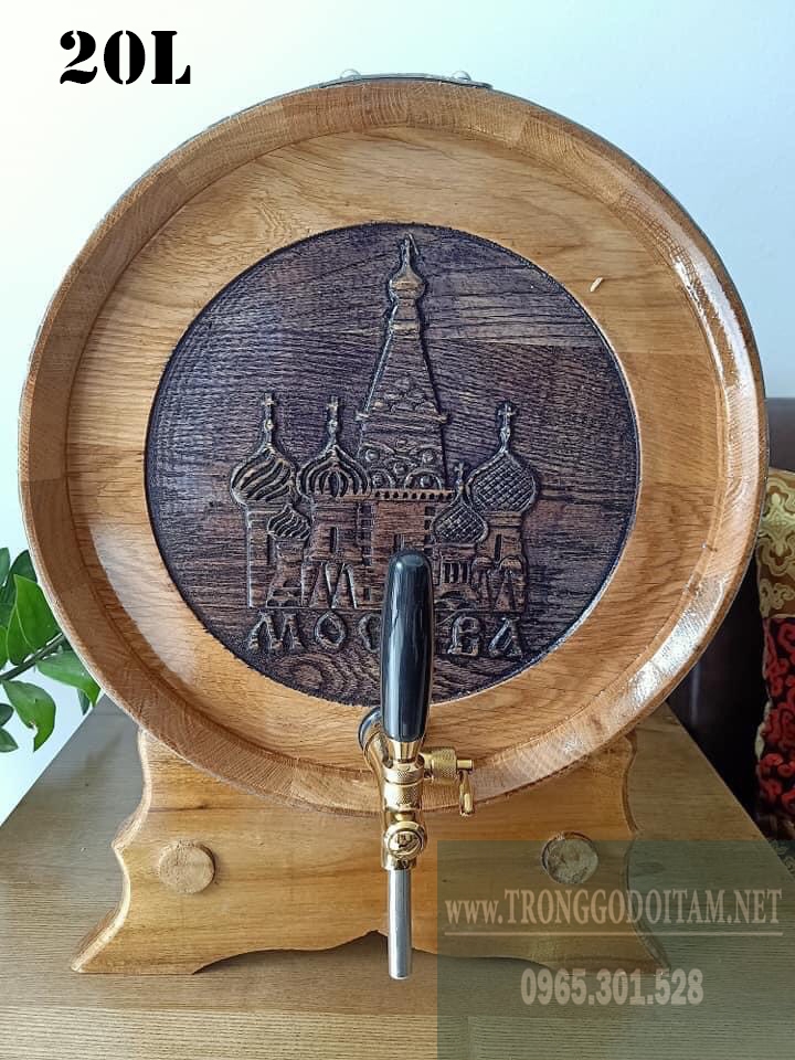 thùng rượu gỗ sồi 20l mặt đẹp