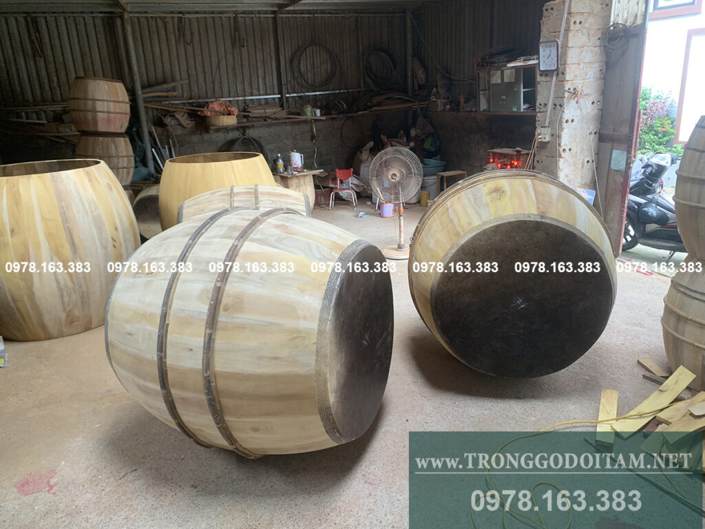 trống gỗ mít da trâu